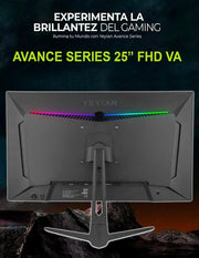 Monitor Gaming Plano YEYIAN Avance 25" FHD | 1920x1080 | Panel LED VA | Efectos RGB | Ángulo de visión 178° | Contraste 3000:1 | 240 Hz | Formato 16:9 | 16,7 millones de colores | Tiempo de respuesta 1 ms |