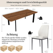 Juego de mesa de comedor JIEXI con 4-8 sillas, comedor con mesa extensible, mesa de comedor de MDF moderna y elegante para la sala de estar (mesa de 160-200 cm color nogal + 6 sillas blancas)