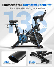 Bicicleta estática silenciosa MERACH con resistencia ajustable, monitor LED, soporte para tableta y aplicación, para el hogar, hasta 136 kg