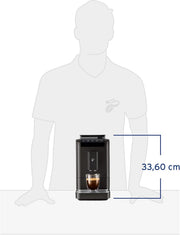 Cafetera superautomática Tchibo Esperto2 Caffè con función para 2 tazas para Caffè Crema y Espresso, Granite Black - INCLUYE set de degustación de café GRATIS