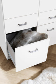 Armario de puertas batientes Rauch Möbel Bremen, armario ropero en blanco con 2 espejos y 8 cajones, 4 puertas, incluye paquete de accesorios Basic, 1 barra de armario, 4 estantes, ancho x alto x profundidad 181x199x58 cm