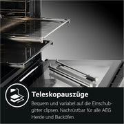Cocina independiente AEG con placa vitrocerámica 60 cm/zona paellera/zona de cocción multianillo/mandos escamoteables/control táctil/función grill/pantalla con reloj/A / CCB644OCBM