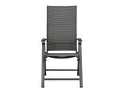 Conjunto de aluminio "Houston", 9 piezas: mesa extensible y 8 sillas de respaldo alto, gris