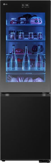 LG GBG7190CEV, Clase C, 349 L, frigorífico combinado con Instaview y LED, pantalla LCD táctil, cambio de color ajustable, Total NoFrost, DoorCooling+, 59.5 x 67.6 x 186 cm ꟷ Essence Black Steel