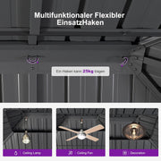 PURPLE LEAF Gazebo de jardín 3,65 x 4,25 m, pabellón de aluminio impermeable, estable y resistente al invierno, cenador con techo rígido de acero, 14,6 m², 24 luces LED, gris