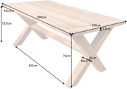 riess-ambiente.de Mesa de jardín resistente a la intemperie Empire Teak 180cm, mesa de comedor para exteriores de madera maciza de teca, mesa de comedor maciza para tu jardín