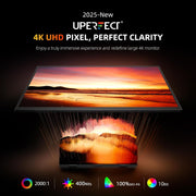 UPERFECT Monitor Portátil 4K 23,8" QLED | 400 Nits 24" Monitor Grande | 3840 * 2160 UHD 100% DCI-P3 | 1MS FreeSync | USB-C y HDMI | VESA y Soporte | Segunda Pantalla para Portátil, PC, Consolas de Juegos