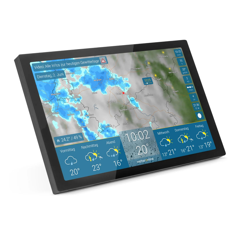 Estación meteorológica Wi-Fi WetterOnline 4 WetterDisplay con radar meteorológico, pantalla a color HD, pronóstico de 14 días y alertas de clima adverso