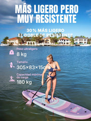 Tabla de Paddle Surf Hinchable Niphean, Tabla de Paddle Surf de 305 cm con Aletas de Equilibrio para Principiantes y Accesorios Resistentes, Tabla SUP para Adultos, Stand Up Paddle Versátil para Yoga