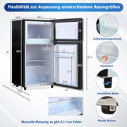 Refrigerador con congelador Merax, combinación frigorífico-congelador, frigorífico pequeño con 51L y congelador de 21L, silencioso, LED, estantes de vidrio, cajón para verduras, estantes en la puerta, para cocina, sala de estar, oficina, negro