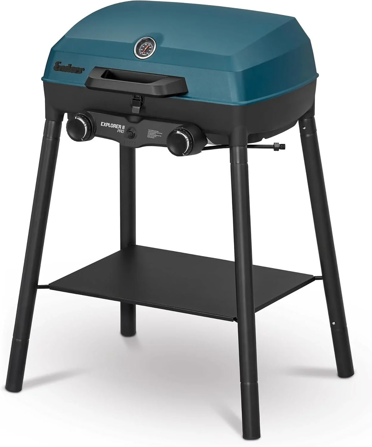 Barbacoa de gas Explorer II Pro 2108 con 2 quemadores de acero inoxidable de 4,4 kW, termómetro de barbacoa, barbacoa de mesa para camping con parrilla
