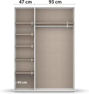 Armario Rauch Möbel Nabila para dormitorio, habitación infantil, habitación juvenil, pasillo, 3 puertas, sistema push-to-open, con accesorios Classic, color blanco, ancho 140 cm