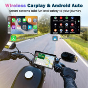 Pantalla CarPlay para moto con CarPlay y Android Auto, GPS portátil de 7 pulgadas para moto, impermeable, compatible con música Bluetooth, navegación, Siri/Google Assistant, soporte magnético: fácil de instalar y desmontar