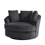 Juego de 2 sillones giratorios tipo barril de gran tamaño, 43" de ancho, en pana de felpa con cojines