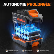 DOVAMAN TITANCE X8 Llave de Impacto Inalámbrica de 20V – Alto Torque 1200 Nm, Motor sin Escobillas, Eléctrica de 1/2" con Batería de 4,0Ah, 5 Vasos y Cargador Rápido para Reparación Automotriz