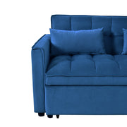 Sofá cama extraíble moderno, sofá cama 3 en 1 con respaldo ajustable, sofá biplaza de terciopelo, almohadas y bolsillos laterales