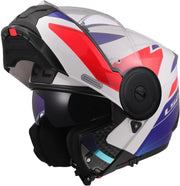 Casco modular LS2 FF902 Scope II DURIA blanco/azul/rojo con gafas de sol y PINLOCK incluido (M 57/58)