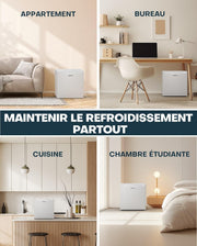 Mini frigorífico Upstreman de 46 L con congelador, termostato ajustable, ahorro de energía, silencioso, frigorífico superior con puerta reversible, minibar para dormitorio, oficina, hotel, blanco-FR17