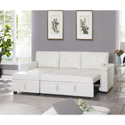 Sofá seccional reversible convertible con cama extraíble, chaise longue con almacenamiento oculto y patas duraderas