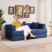 Sofá cama convertible 5 en 1: diván de suelo de pana de 78.8" con brazos, respaldo y cojines ajustables