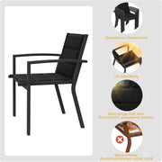 Conjunto de muebles de jardín Devoko para 6 personas, set de mesa y sillas de aluminio 6+1 para balcón, 6 sillas de jardín apilables y 1 mesa de jardín extensible de 130/260 cm, set de muebles de terraza para exterior, gris oscuro