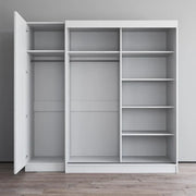 Armario de 2 puertas con espejo, frente de cristal, para 2 personas (Gris / Negro / Blanco)