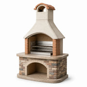 Barbacoa de hormigón con rejillas de acero inoxidable, beige/terracota