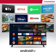 THOMSON Smart TV Android 4K Ultra HD de 50 pulgadas (126 cm), Asistente de Google, Wi-Fi, Dolby Digital, Bluetooth, Triple Sintonizador (Cable/Satélite/Antena), HDMI, CI+, Panel A+ – 50UA5S13