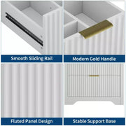 Conjunto de tocador de baño moderno estriado con lavabo de cerámica integrado, mueble de baño independiente con 3 cajones para baño contemporáneo