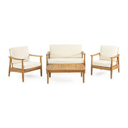 Set de conversación para exteriores de 4 plazas de madera de acacia Willowbrook de Christopher Knight Home