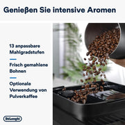 Cafetera superautomática De'Longhi Magnifica Evo ECAM 292.81.B con sistema de leche LatteCrema, 7 botones de selección directa para cappuccino, espresso y otras especialidades de café, función de 2 tazas, negro