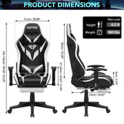 Sillón de oficina ergonómico Hoffree para juegos, reclinable, con masaje, altavoz Bluetooth y luz RGB
