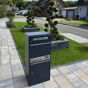 Metzler Paketbox Bispo 2, buzón con compartimento grande para paquetes, antracita, personalizado, grabado, acero inoxidable macizo para exteriores