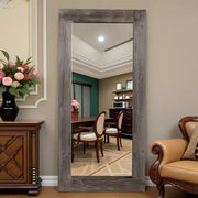 Espejo de cuerpo entero rectangular de madera maciza en ángulo recto, 71x31 pulgadas, usado, color marrón (sin soporte)