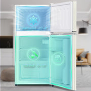 Refrigerador con congelador Merax, combinación frigorífico-congelador, frigorífico pequeño con 51L y congelador de 21L, silencioso, LED, estantes de vidrio, cajón para verduras, estantes en la puerta, para cocina, sala de estar, oficina, negro